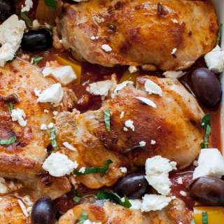 One Pan Greek Chicken with Feta and Olives