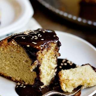 Tahini Cake with Chocolate Tahini Glaze