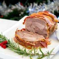 Rolled Turkey Thigh Roast with Bacon Crust