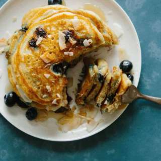 Brown Sugar Coconut and Blueberry Pancakes