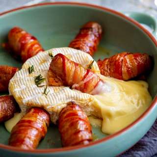 Baked Brie with Bacon Sausage Dippers