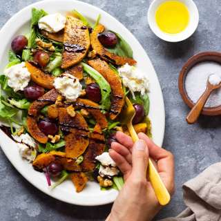 Roasted Butternut Squash Salad with Burrata and Grapes
