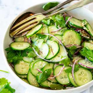 Asian Cucumber Salad with Red Onions