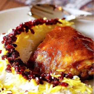 Zereshk Polo Morgh - Persian Barberry Rice with Chicken