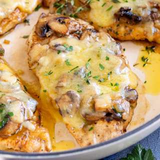 Cheesy Smothered Mushroom Chicken