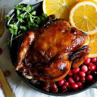 Cranberry Orange Glazed Cornish Hens
