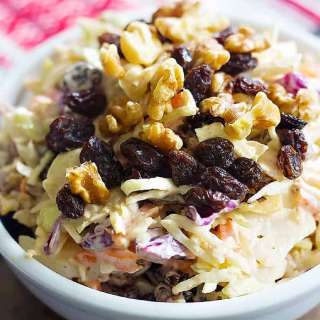 Creamy Coleslaw Recipe with Walnuts and Raisins