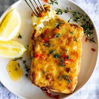 Easy Saganaki with chilli honey