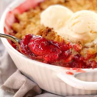 Roasted Strawberry Crumble with Cointreau