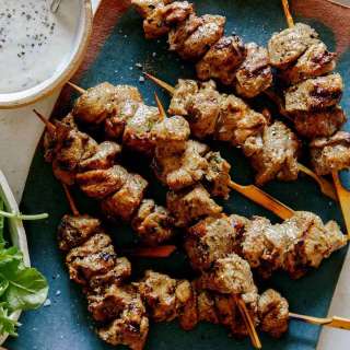 Grilled Lamb Kabobs with Mint-Yogurt Sauce