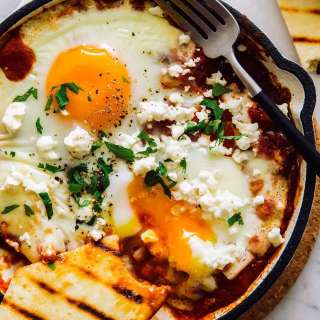 Individual Shakshuka with Hominy and Feta