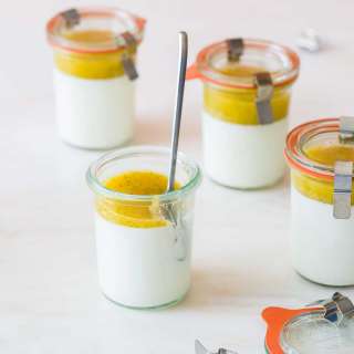 Simple Panna Cotta with a Mango-Sage Coulis