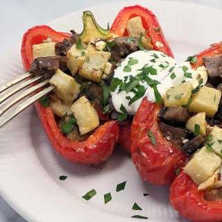 Leftover Lamb Stuffed Peppers (Capsicums)