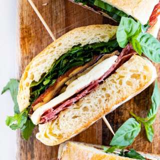 Family-Size Salami, Mozzarella and Eggplant Ciabatta Sandwich