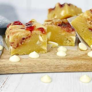 Extra Fudgy White Chocolate and Raspberry Blondies