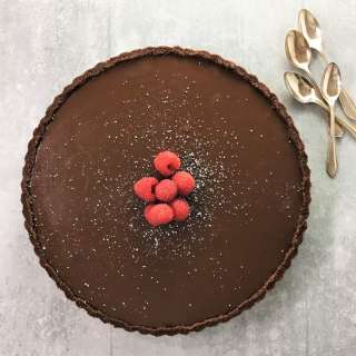 No-Bake Chocolate Raspberry Tart (melt and mix)