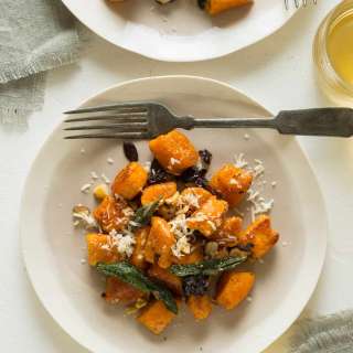 Sweet Potato Gnocchi with Fried Sage Dried Cherries and Toasted Hazelnuts