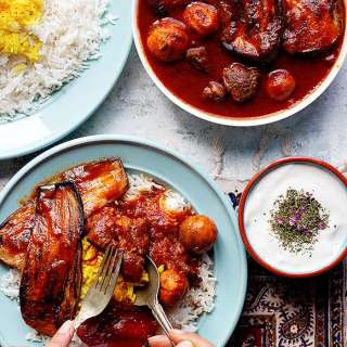 Khoresh Bademjan (Persian Eggplant Stew)