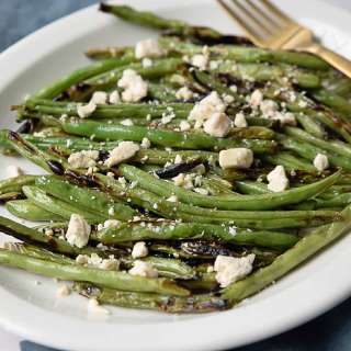 Grilled Green Beans with Lemon and Feta