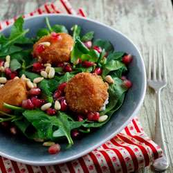 Fried Goat's cheese & Pomegranate salad