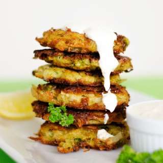 Brussels Sprout Latkes with Dijon Yogurt Sauce