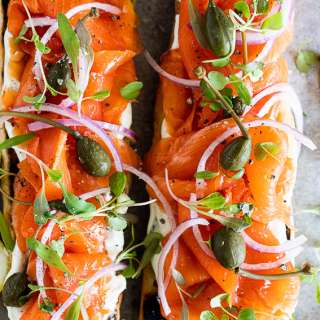 Open Smoked Salmon Sandwich with Whipped Goat's Cheese