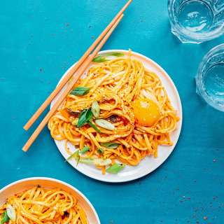 Creamy Kimchi Udon Noodles (20 Minute Recipe)