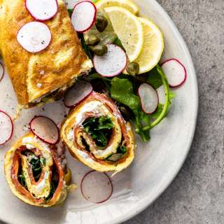 Boursin smoked salmon omelet roll