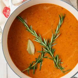 Creamy Roasted Tomato Soup with Basil