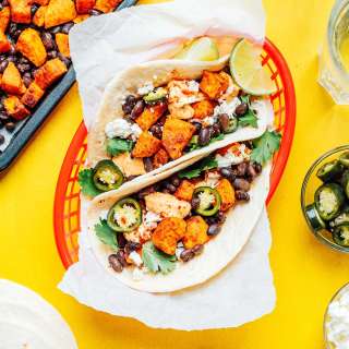 Sweet Potato And Black Beans Tacos (With Chipotle Cream Sauce)