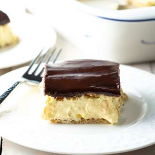 No Bake Eclair Cake with Chocolate Ganache
