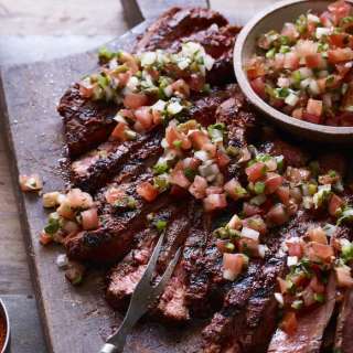 Grilled Flank Steak with Poblano Pico