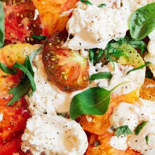 Sliced Heirloom Tomato Burrata Salad