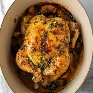 Dutch Oven-Roast Chicken and Shallots