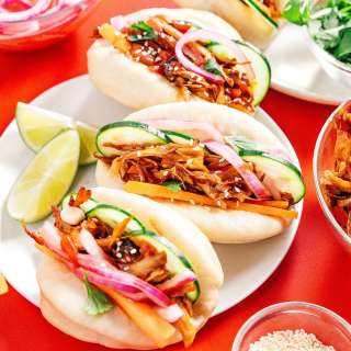 Fluffy Vegan Bao Buns With Spicy Pulled Mushrooms