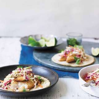 Fish Tacos with Creamy Chipotle Cabbage Slaw