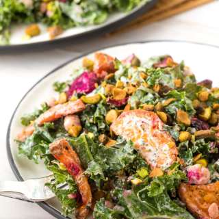Roasted Beet Chickpea Kale Salad