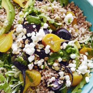 Goat Cheese, Roasted Beet and Farro Salad