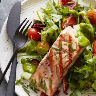 BLT Salmon Salad with Cilantro Vinaigrette