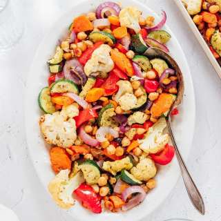 Mediterranean Roasted Veggies (with Dill Yogurt Sauce)