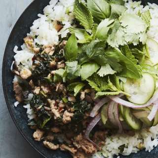 Chicken Mushroom Larb Bowls (with coconut rice!)