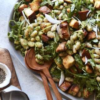 White Bean Arugula Pesto Panzanella