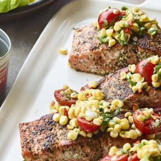 Crispy Salmon Succotash