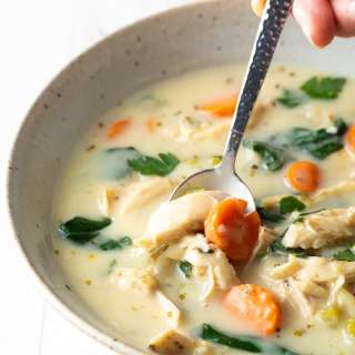 Creamy Lemon Chicken Soup with Spinach