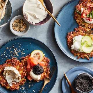 Crispy Potato Latkes with a Topping Bar