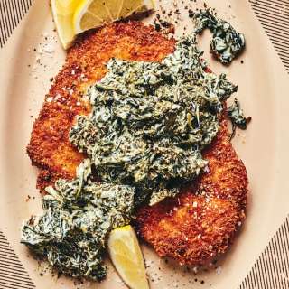 Chicken Schnitzel with Creamy Kale