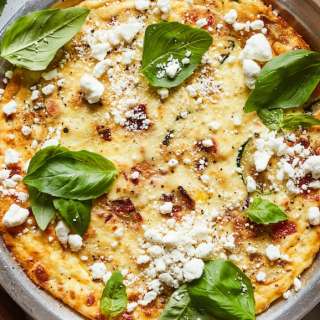 Goat Cheese Crumbled Summer Veggie Quiche