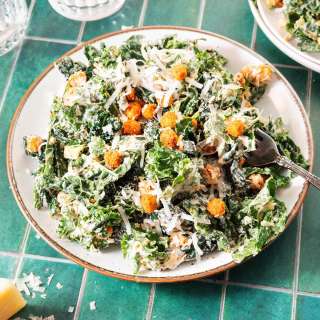 Kale Salad With Crunchy Tahini Chickpeas