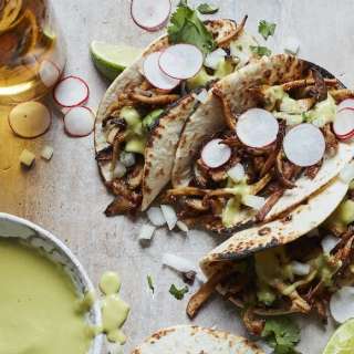 Mushroom Carnitas with Magical Green Sauce