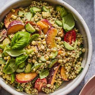 Summer Grain Bowl with Green Goddess Feta Dressing